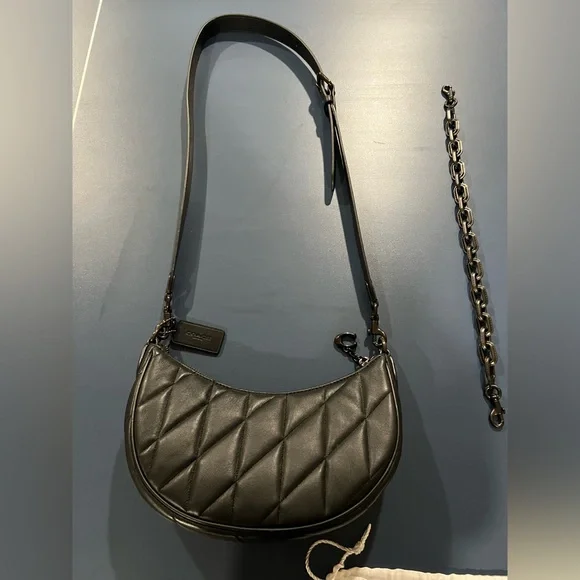 Coach Mira Quilted Leather Shoulder Crossbody Bag In Black - Picture 7 of 11